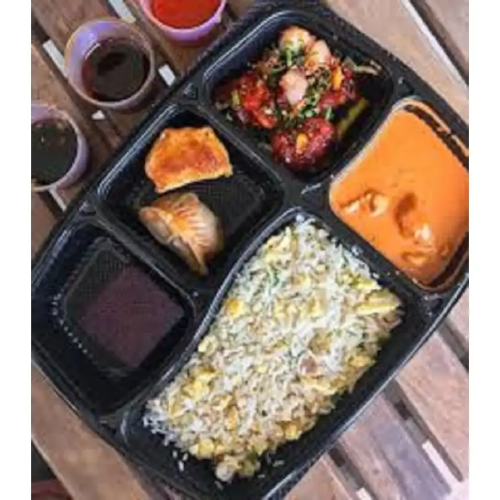 5 compartment meal tray with lid small pack of 25 pcs